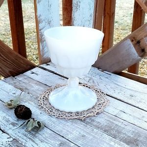 Vintage White Milk Glass Pedestal Bowl